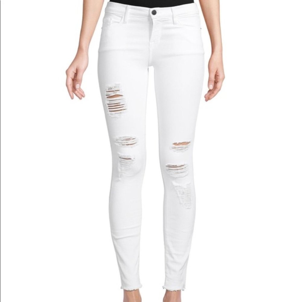NWT FRAME DENIM Le‎ High Skinny Ripped Jeans Size 27 White